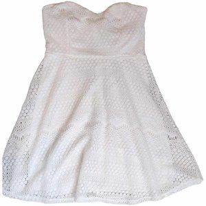 White Strapless Crocheted Mini Dress Charlotte Russe Junior Large